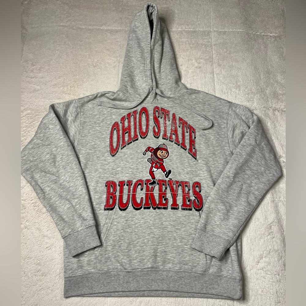 OHIO STATE BUCKEYES Hoodie Sweatshirt Goody Two Sleeves Brutus Patch Mens L NCAA